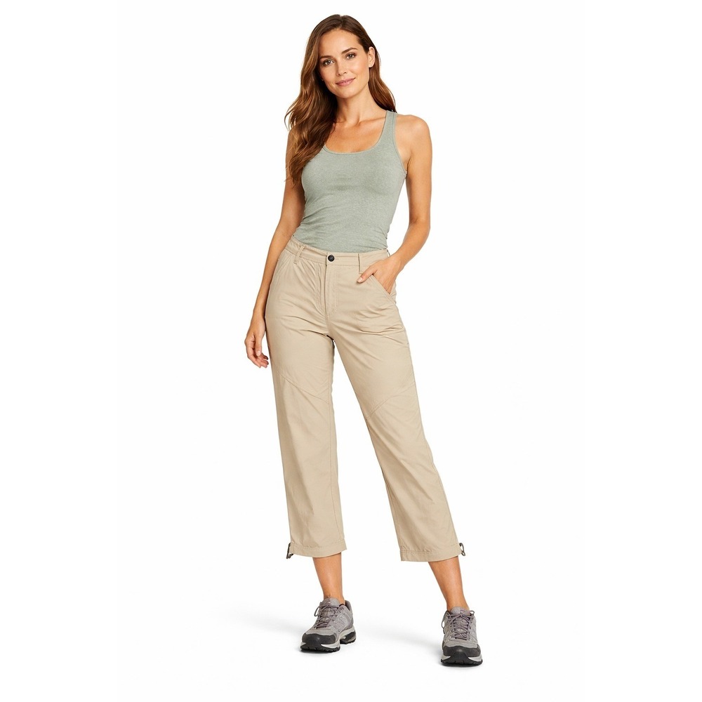 *NWT* Eddie Bauer Travex‎ Crop Pants Women Size 10 Tan Hiking Travel Performance